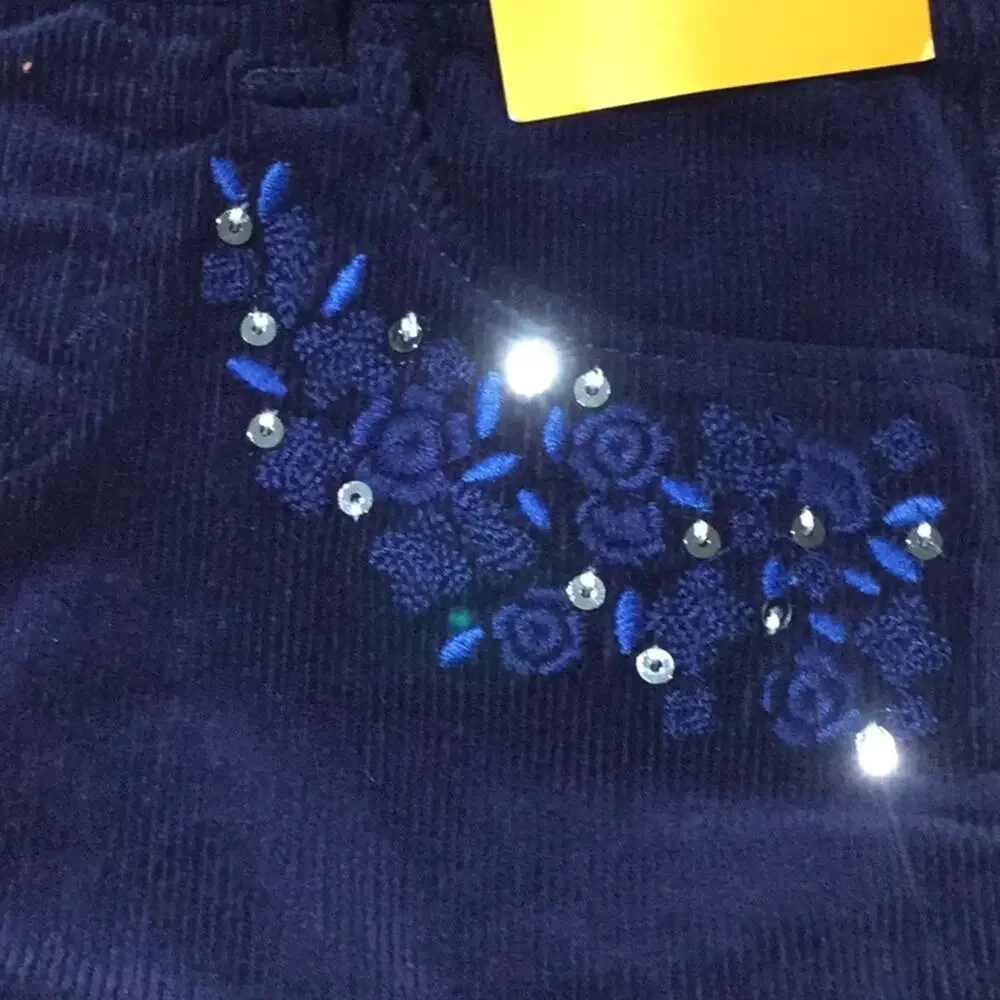 Gymboree 4T navy elastic waist cords bejeweled NWT